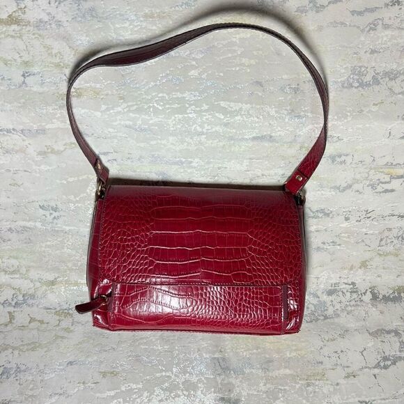 Crazy Horse Liz Claiborne Y2K vintage red crocodile embossed leather hand bag - Picture 1 of 15